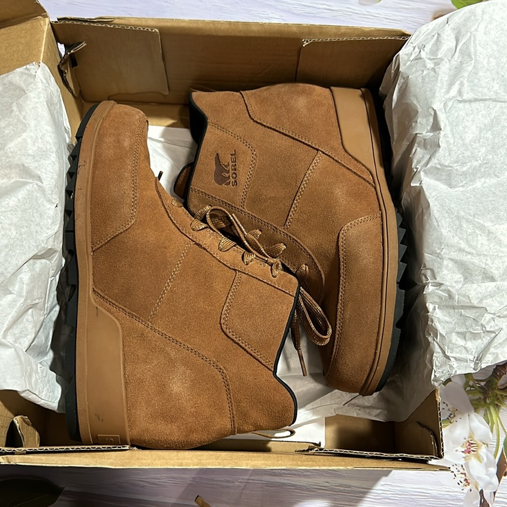 Sorel Brown Suede Wedge Ankle Boots